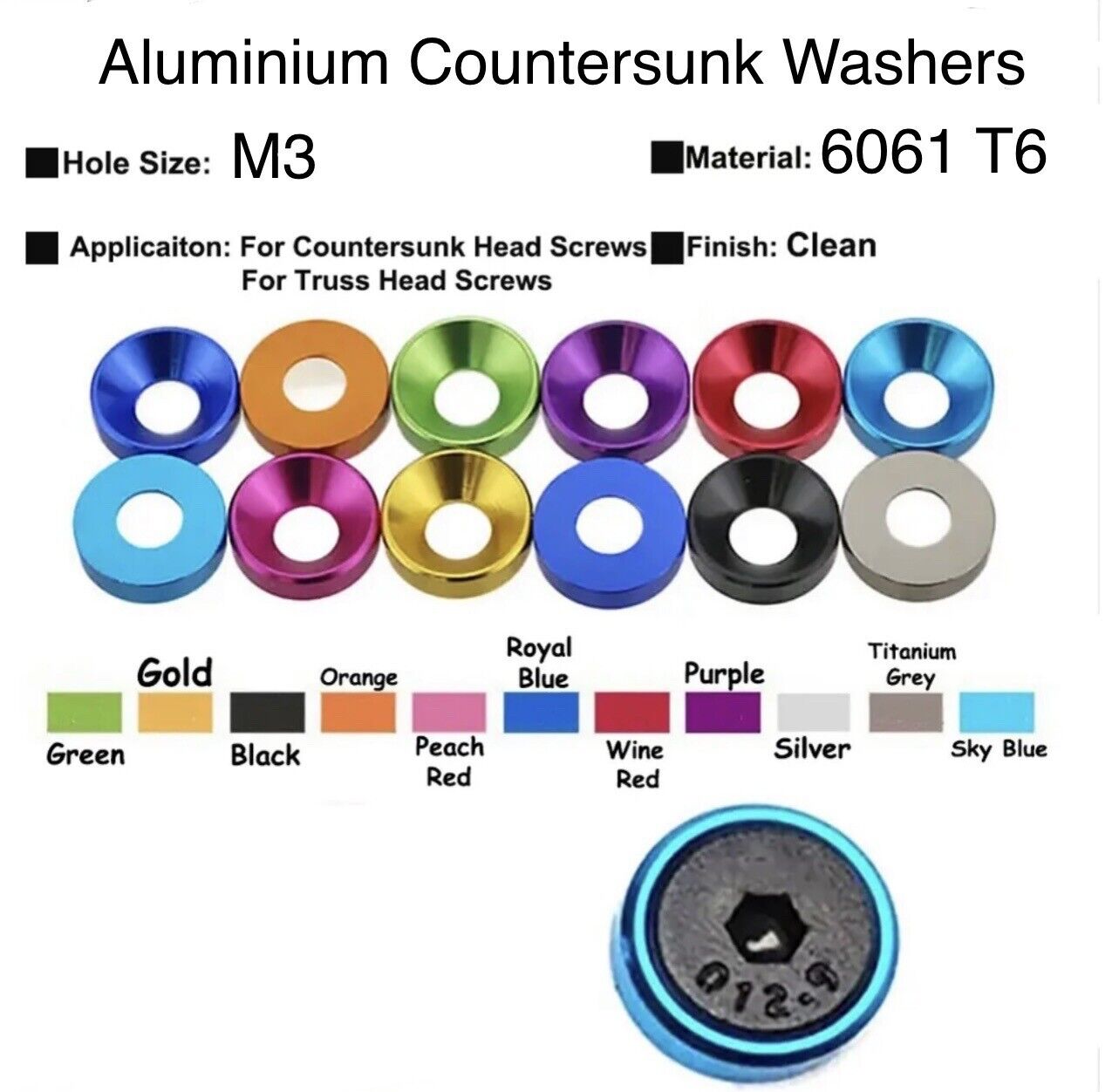 M3 10PCS Aluminium Washers Suit Counter Sunk Screws RC Drone Automotive FPV