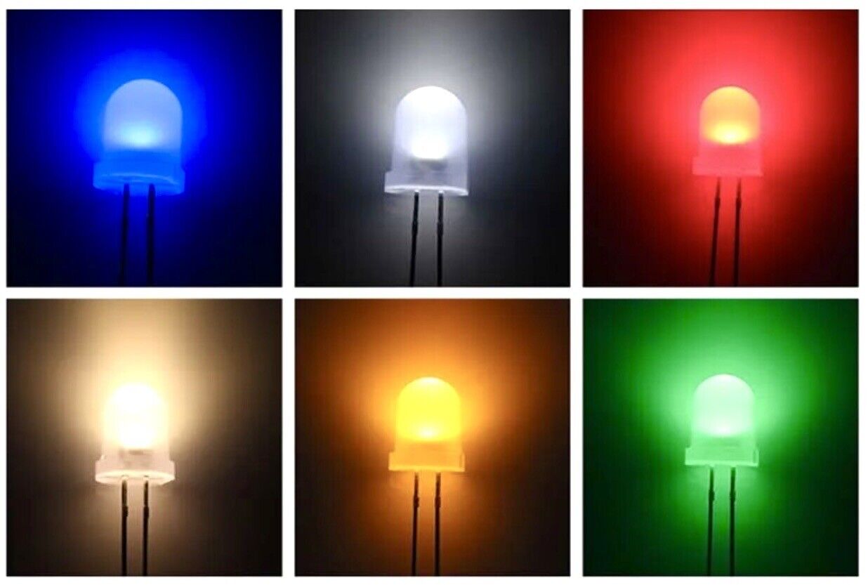 50pcs 8mm F8 Milky Diffused Round Top LEDS Light Emitting Diodes Super Bright