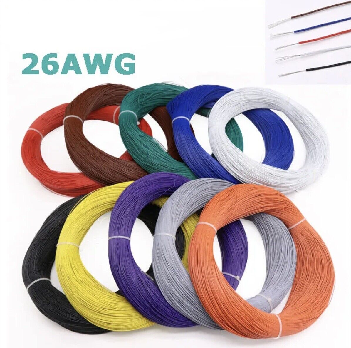 25-50 MTRS UL-1007 26AWG Tinned 7 Strand Insulated PVC Hook-Up Wire 300V Wire