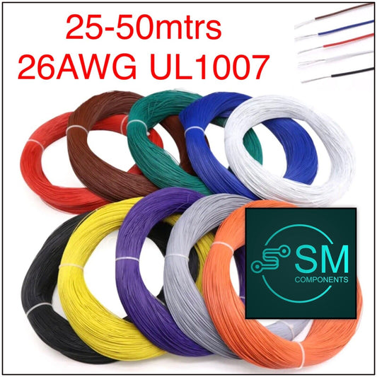 25-50 MTRS UL-1007 26AWG Tinned 7 Strand Insulated PVC Hook-Up Wire 300V Wire