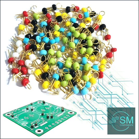 90PCS Gold Plated Soldering PCB Breadboard Test Point Pins 6 Colours Ceramic