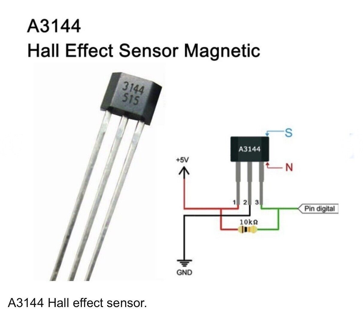 10Pcs A3144E AH3144E OH3144 Hall Effect Sensor Magnetic Detector