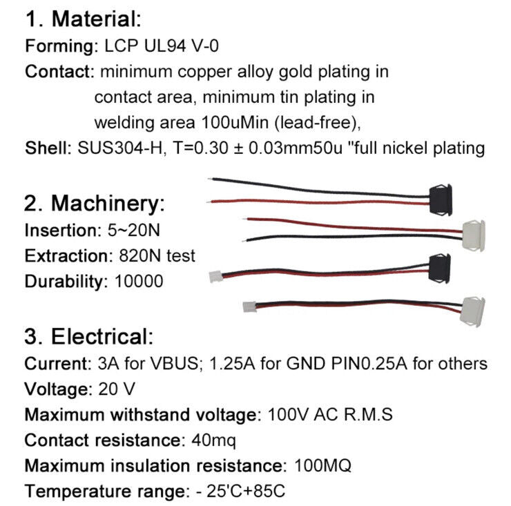 5 X Female USB-C Socket 2 Pin Connector USB-C Type Charging DIY Project Jack