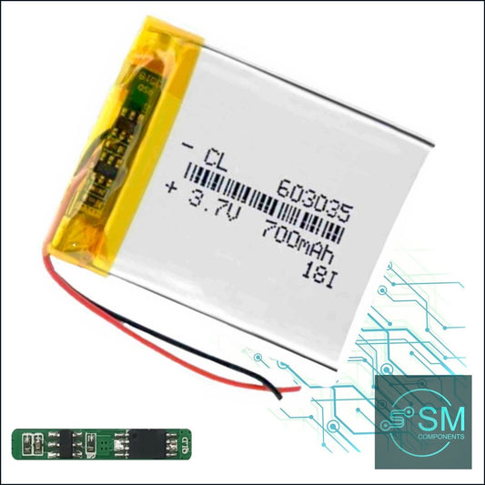 1 X Polymer Lithium Ion Battery LiPo 700mA 3.7V 603035 6x30x35mm Inc Protection