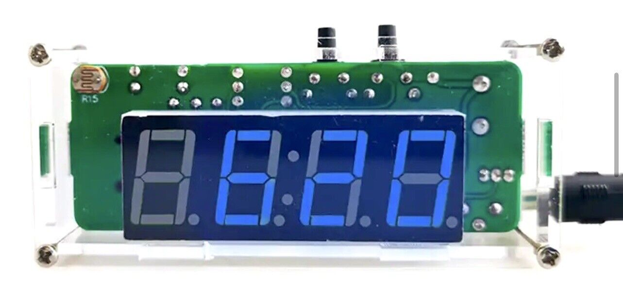 DIY Kit Starter Electronic Digital Clock Date Temp 4 Digit LED Display With Case