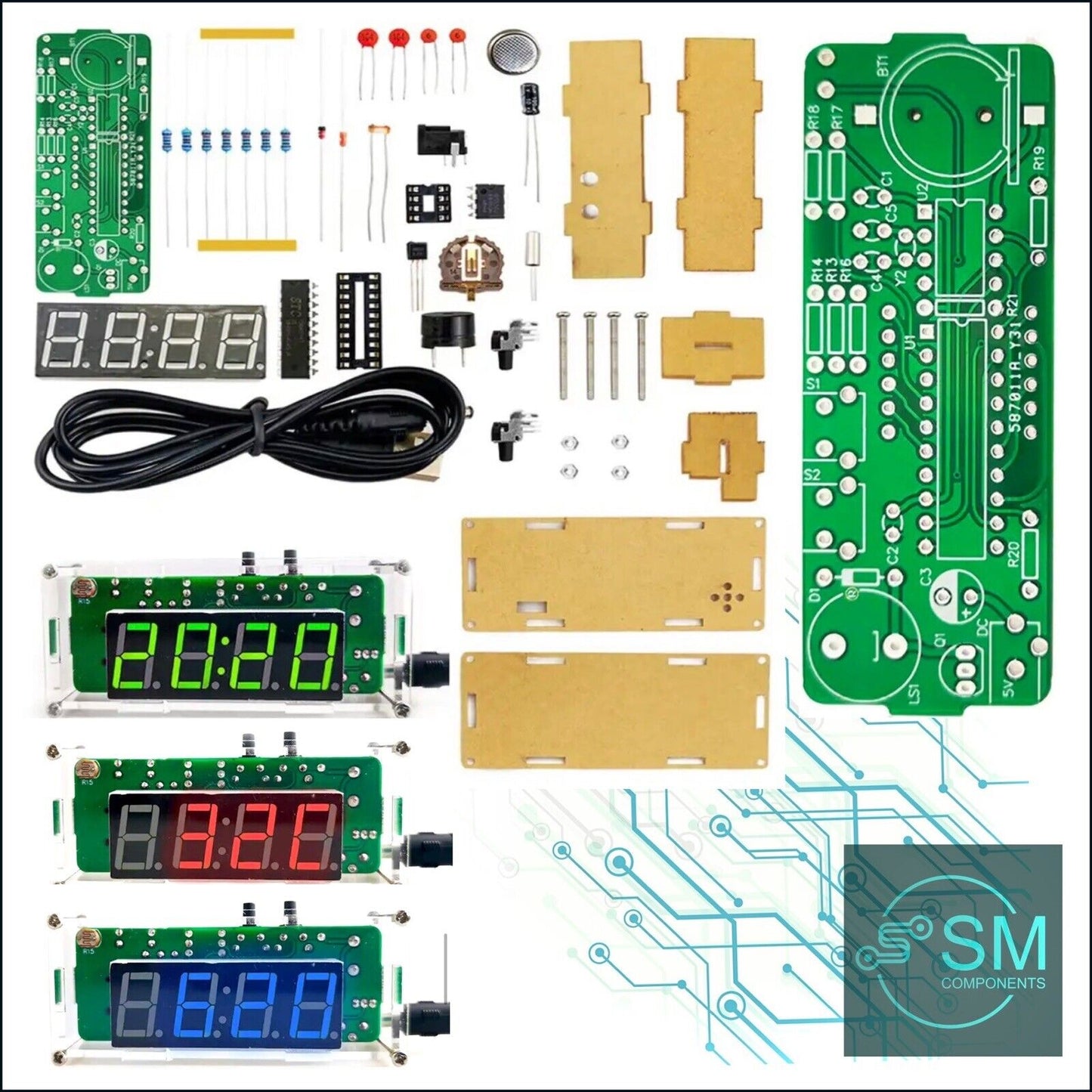 DIY Kit Starter Electronic Digital Clock Date Temp 4 Digit LED Display With Case