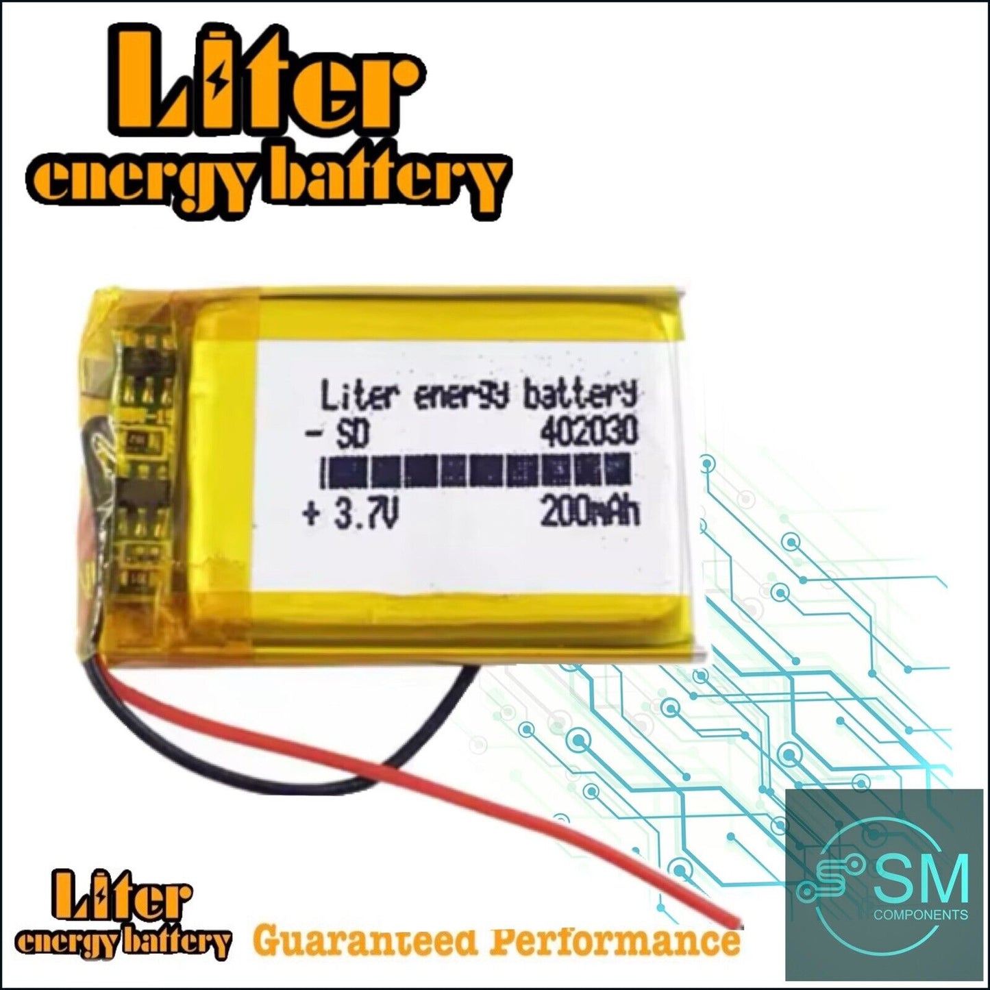 1 X Liter Energy Polymer Lithium Ion Battery LiPo 200mA 3.7V 402030 4x20x30