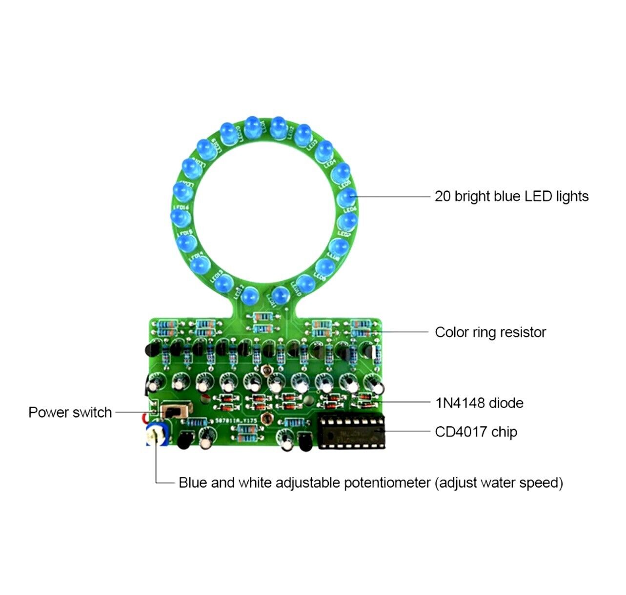 DIY Electronic Gradient Practice Soldering Kit Tracking Fading LED Lights DIY