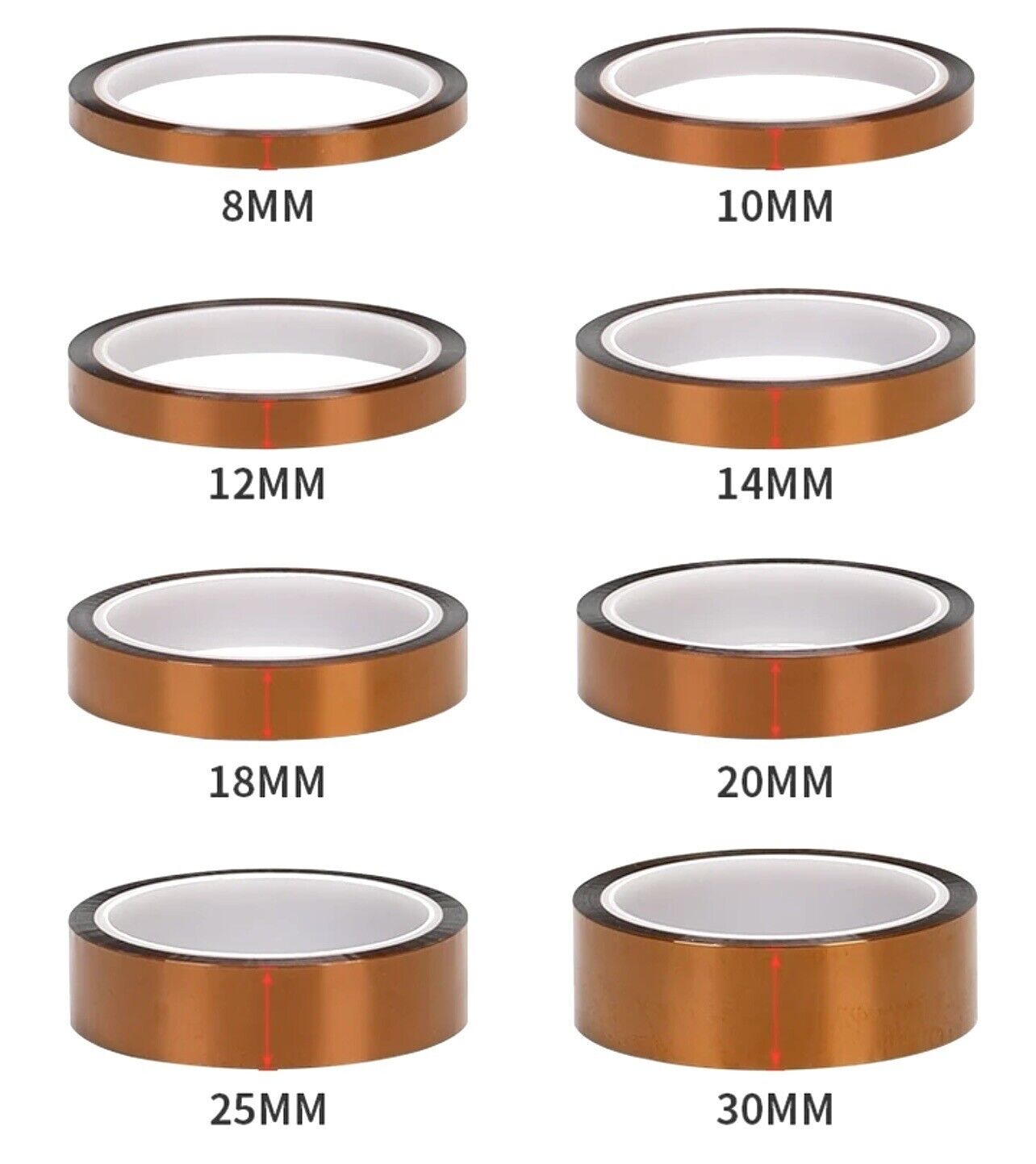 33Mtr Roll 3mm-25mm Kapton Tape High Temperature Heat Resistant Polyimide