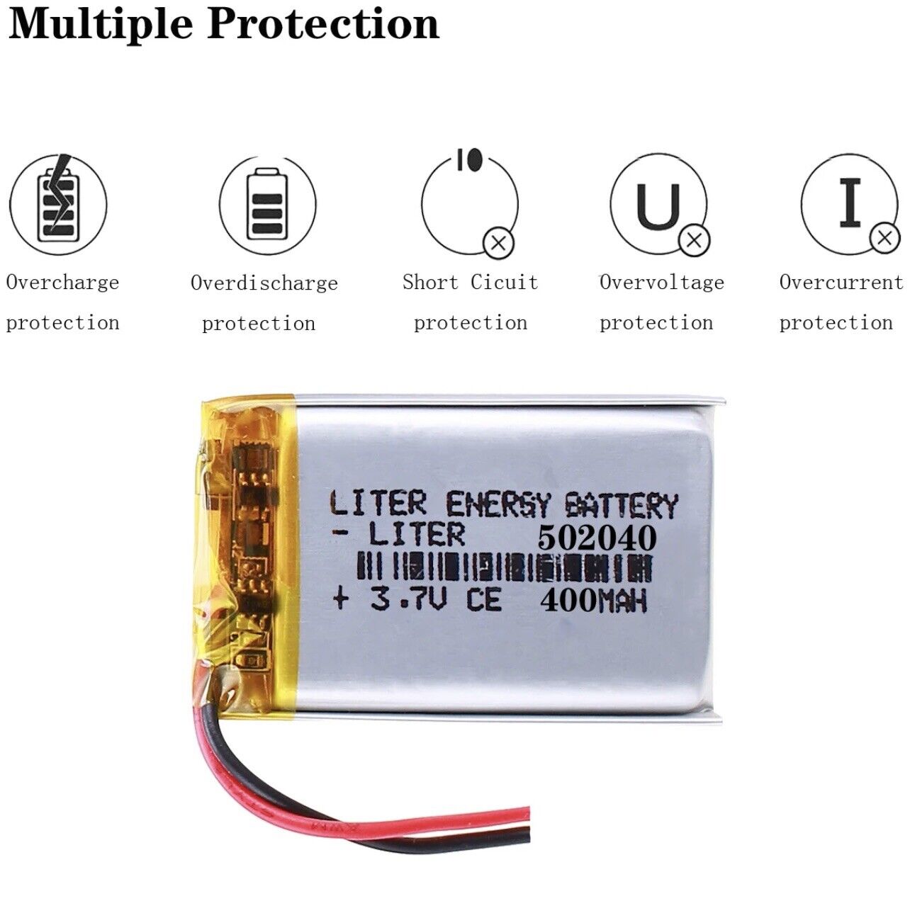 1 X Lithium Polymer Battery LiPo Liter Energy 400mA 3.7V 502040 5X20X40mm DIY