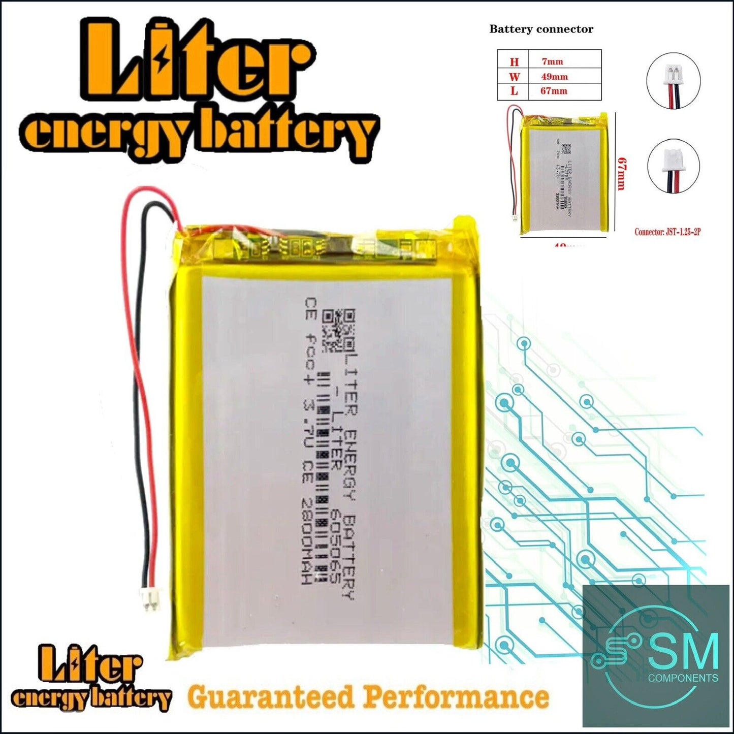 ANBERNIC RG35XX Lithium Polymer Battery LiPo Liter Energy 3500mAh 3.7V 705068