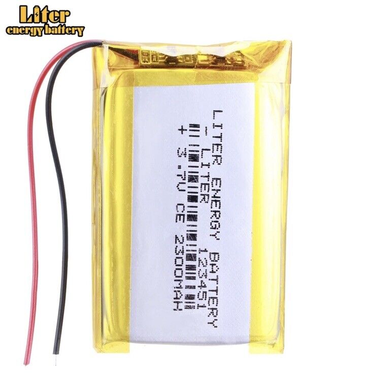 1 X Lithium Polymer Ion Battery LiPo 2300mAh 3.7V 123450 34x50x12 PH-2.0 Plug