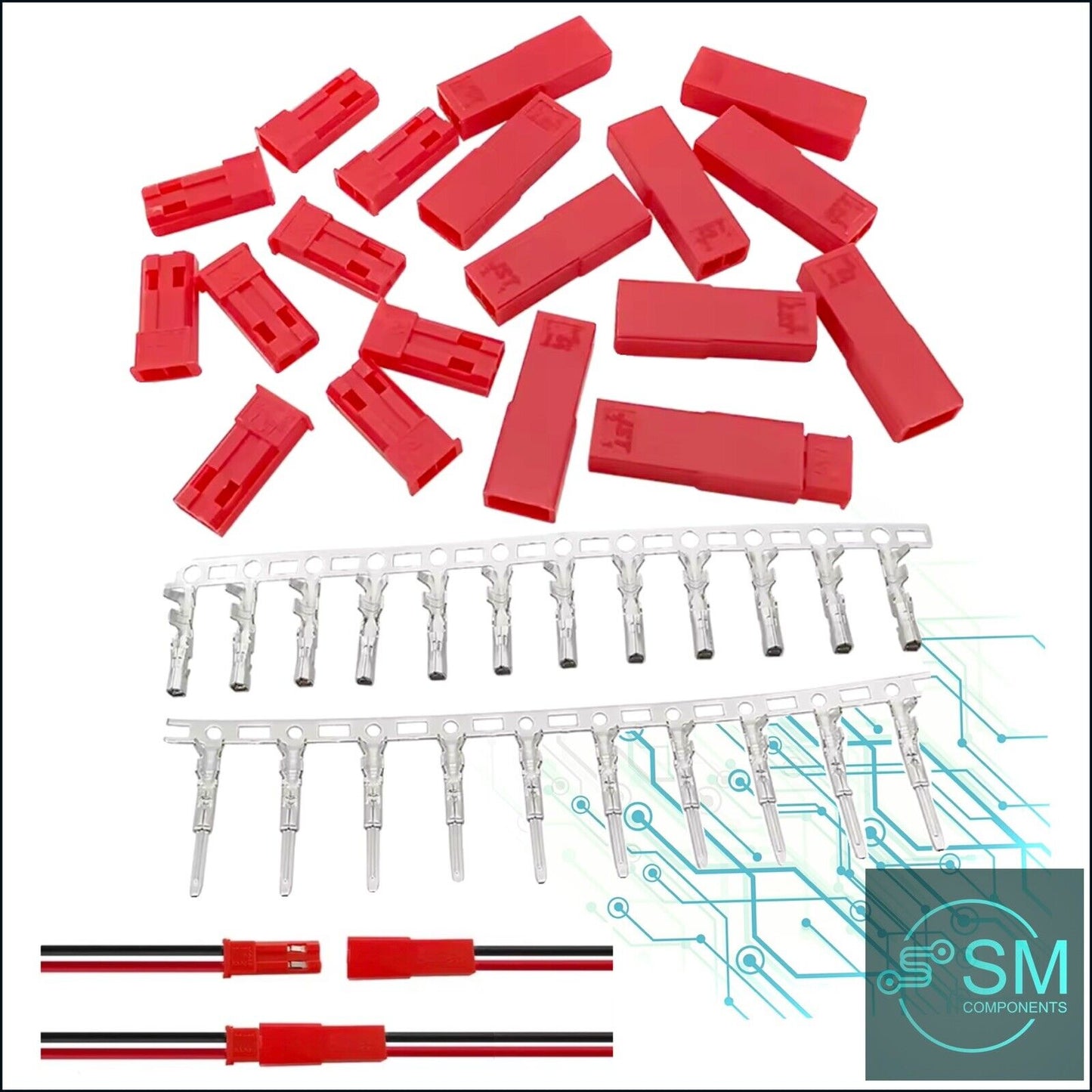 10 Sets 2.54mm JST Male/Female Pin JST-2P Wire/Housing Crimp Terminal Connectors