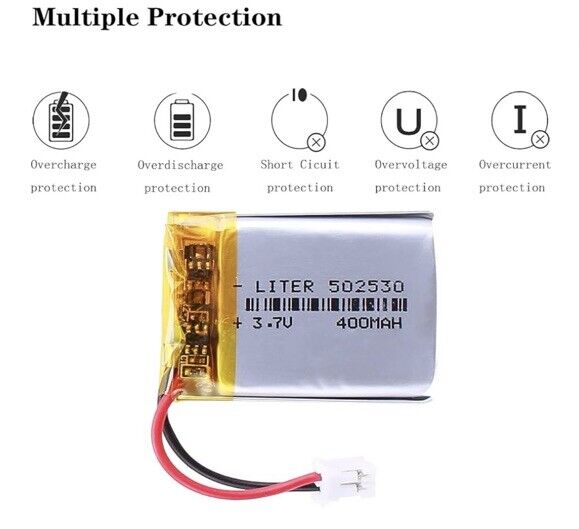 1 X Lithium Polymer Ion Liter Energy Battery LiPo 400mAh 3.7V 502530 JST-1.25mm