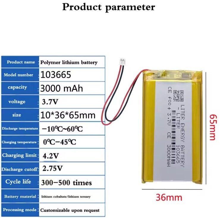 Replacement MIYOO MINY PLUS LiPo Battery Liter Energy 3000mAh 3.7V 103665