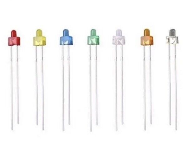 50pcs 2mm LEDS light Emitting Diodes Dome Top DIY Inc Resistors Blue Green Red