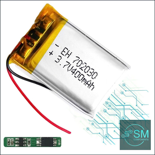 1 X Polymer Lithium Ion Battery LiPo 400mA 3.7V 702030 7X20X30 Inc Protection