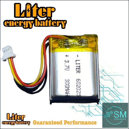 1 X Polymer Lithium Ion Battery LiPo 300mA 3.7V 602025 6x20X25 3 Wire SH-1.0mm