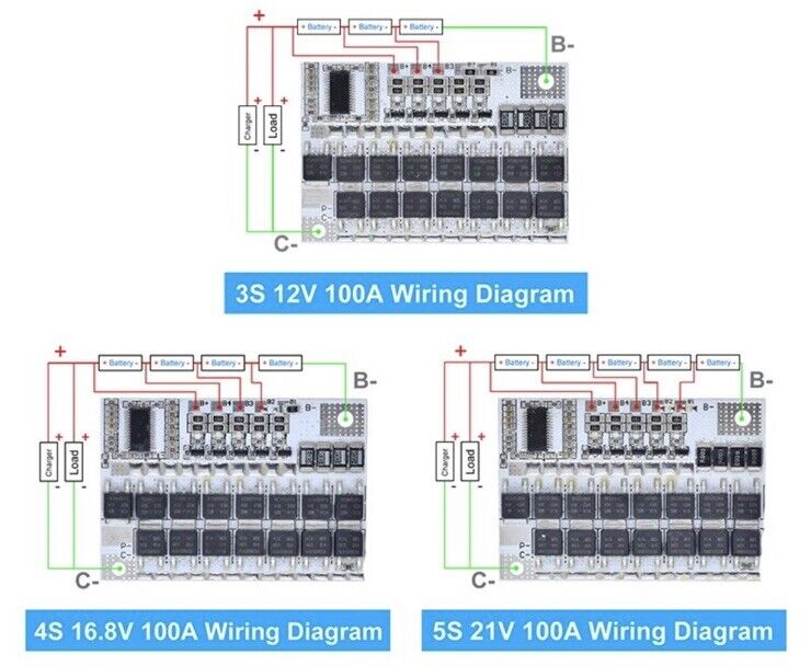 1PCS 3S-4S-5S BMS 12V-21V 100A Lithium Battery Protection Circuit Board Module