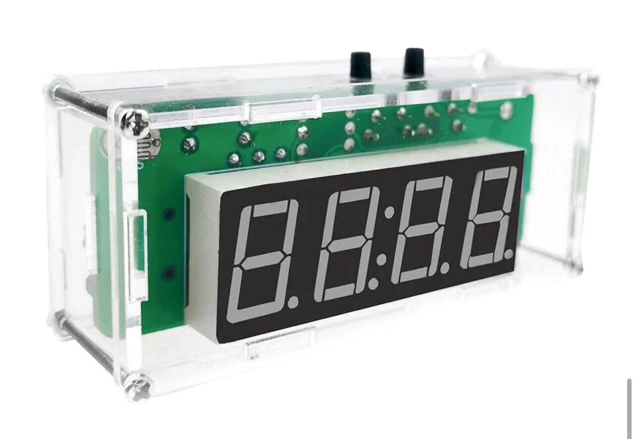 DIY Kit Starter Electronic Digital Clock Date Temp 4 Digit LED Display With Case