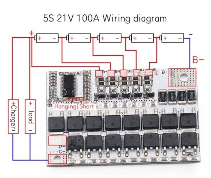 1PCS 3S-4S-5S BMS 12V-21V 100A Lithium Battery Protection Circuit Board Module