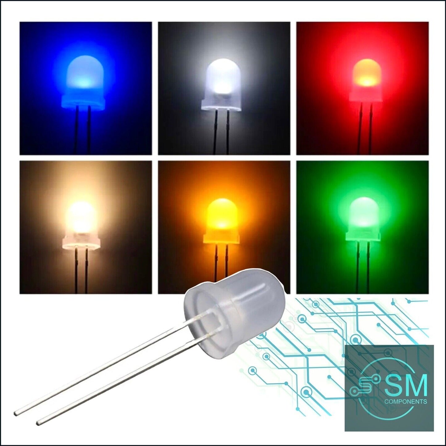 50pcs 8mm F8 Milky Diffused Round Top LEDS Light Emitting Diodes Super Bright