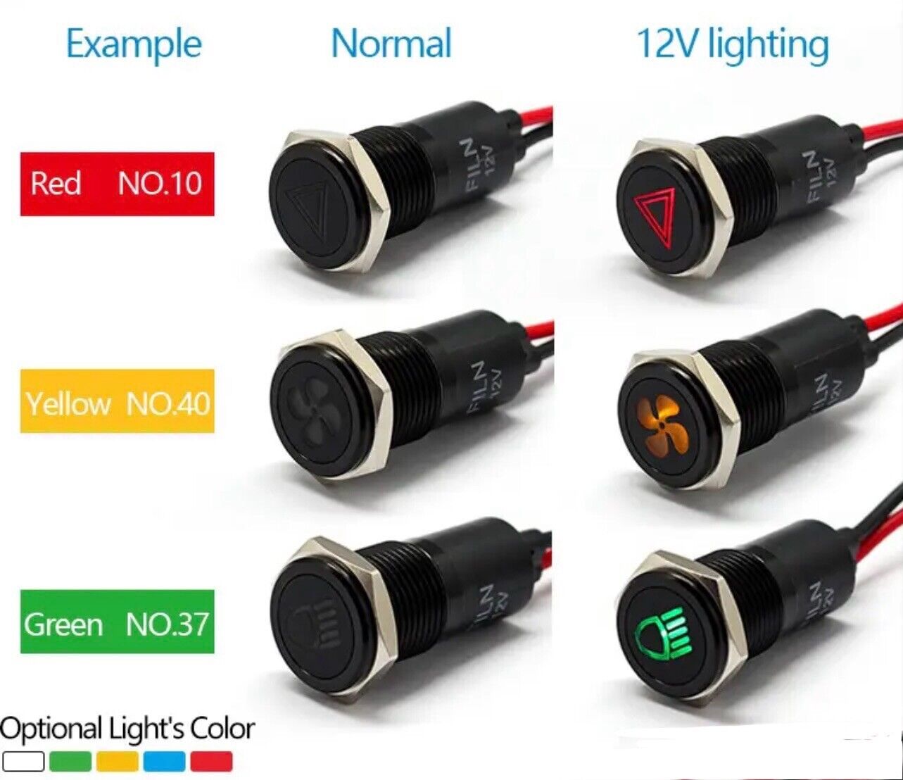 12mm LED Indicator Warning Light Lamp 6-32V Pilot Panel Dash Car Boat Motorcycle