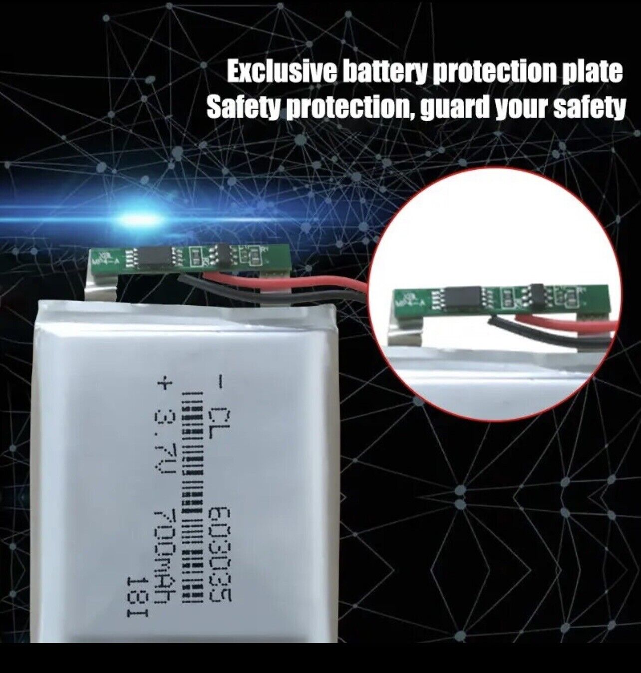 1 X Polymer Lithium Ion Battery LiPo 700mA 3.7V 603035 6x30x35mm Inc Protection