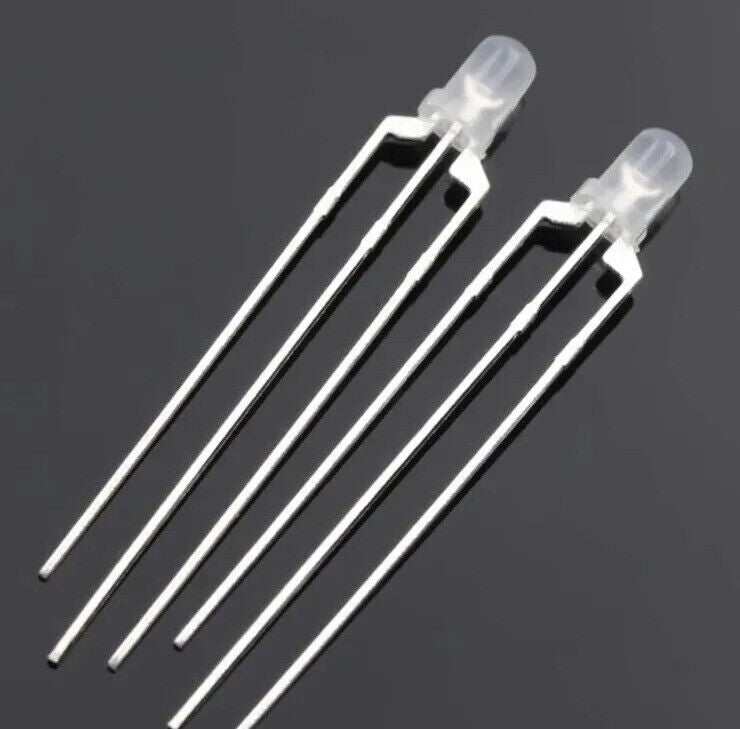 100PCS LED 3mm BLUE-WHITE RED-WHITE YELLOW-RED Common Cathode Bi-Colour Diffuse