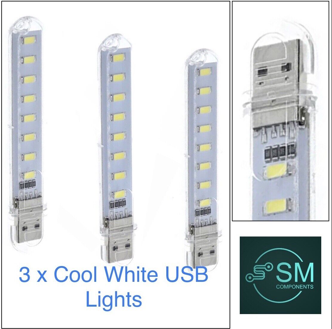 2 X USB emergency COOL WHITE LED Power Bank 8 Led LED Lamp Lighting Night Light