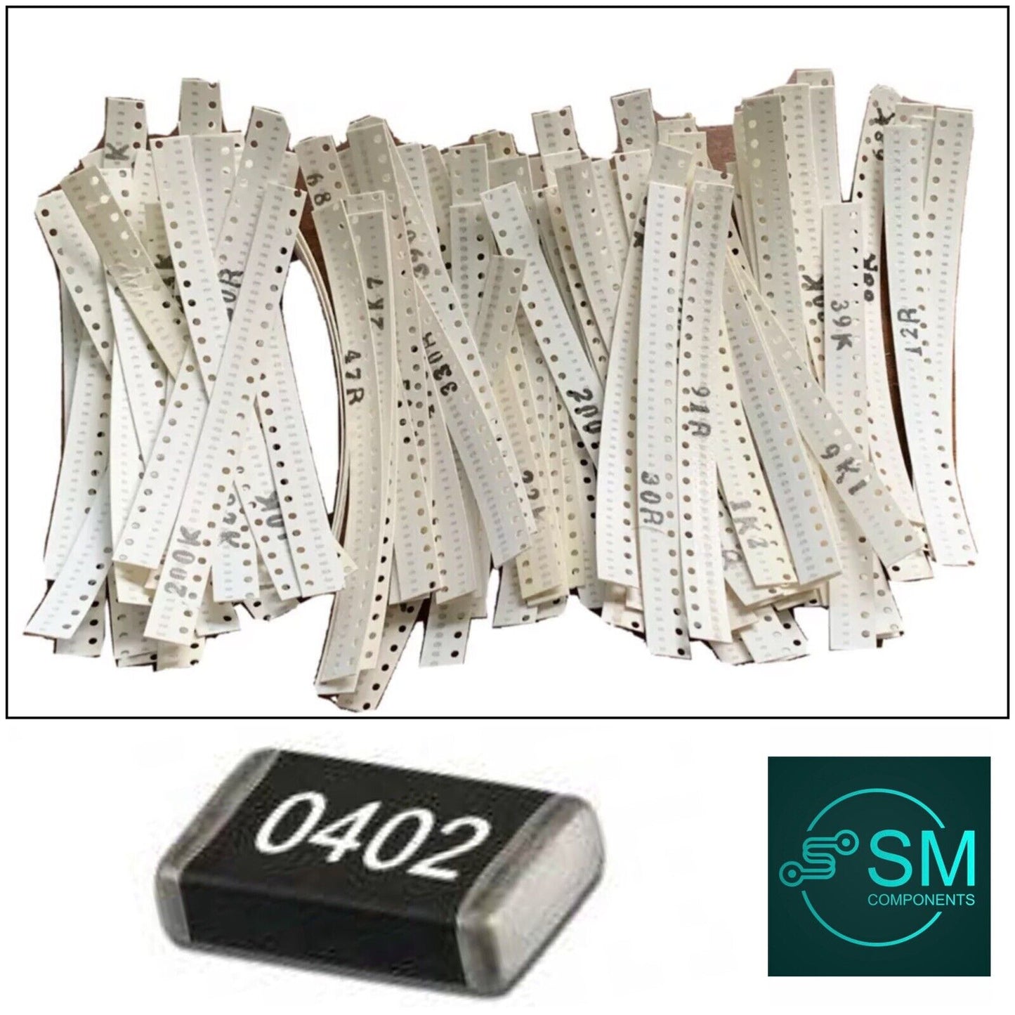 4000PCS 0402 SMD Resistor Kit 80 Values Assorted Kit 10-910K 5% 50 X 80 Values