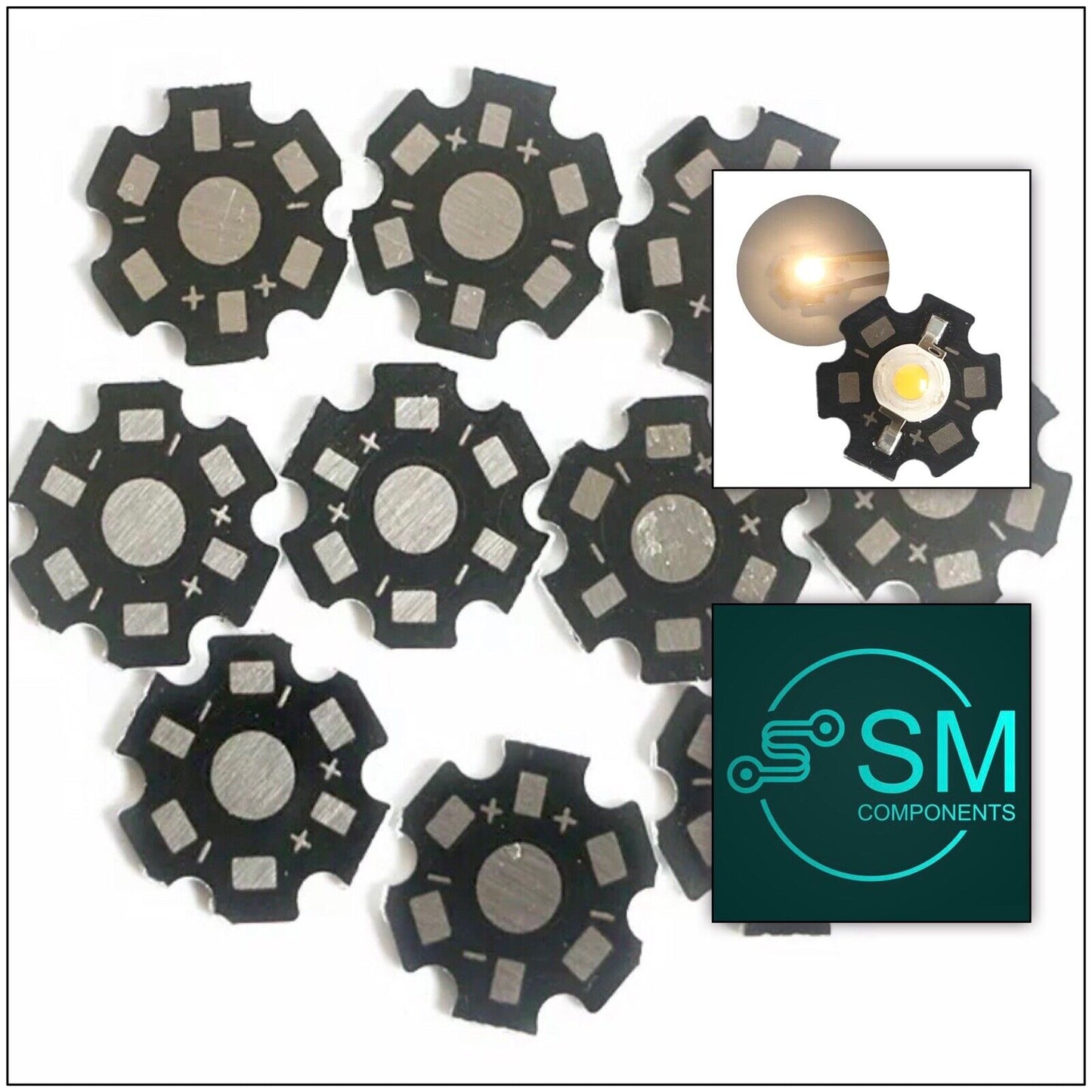 20PC BLACK 1-3-5W High Power LED PCB Aluminium Star base Heat sink DIY PCB 20mm