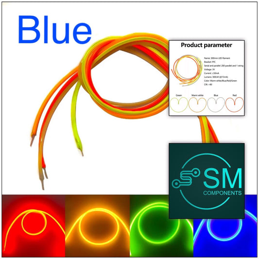 4PC DC3V 300mm Blue Light Emitting Diode Super Flexible Silicone Filament LED