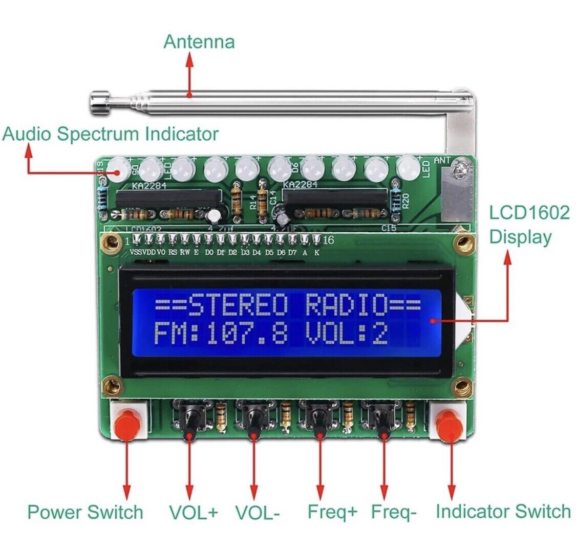 FM Digital Radio DIY kit Electronic Learning Soldering kit Inc Full Instructions