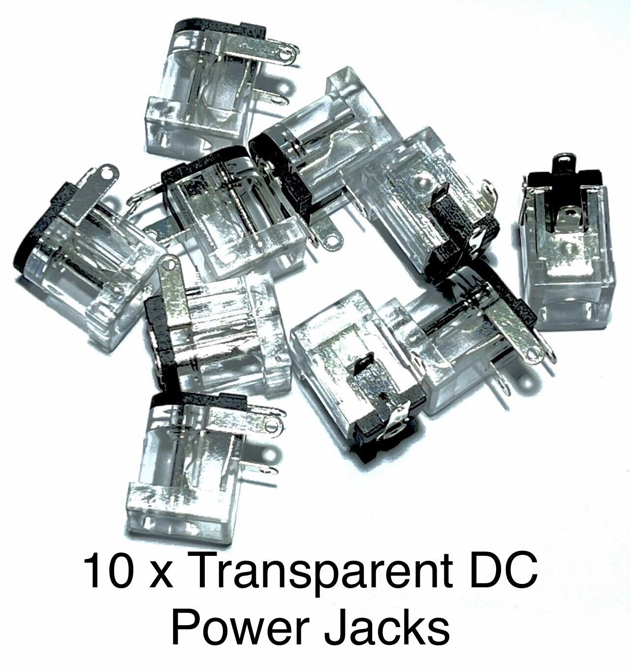 10pcs DC-005 TRANSPARENT Power Plug 5.5mm x 2.1mm Jack Socket Female PCB Mount