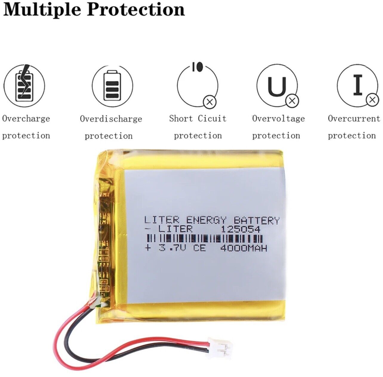 1 X Polymer Lithium Ion Battery LiPo 4000mAh 3.7V 125054 12x50x54 Inc Protection