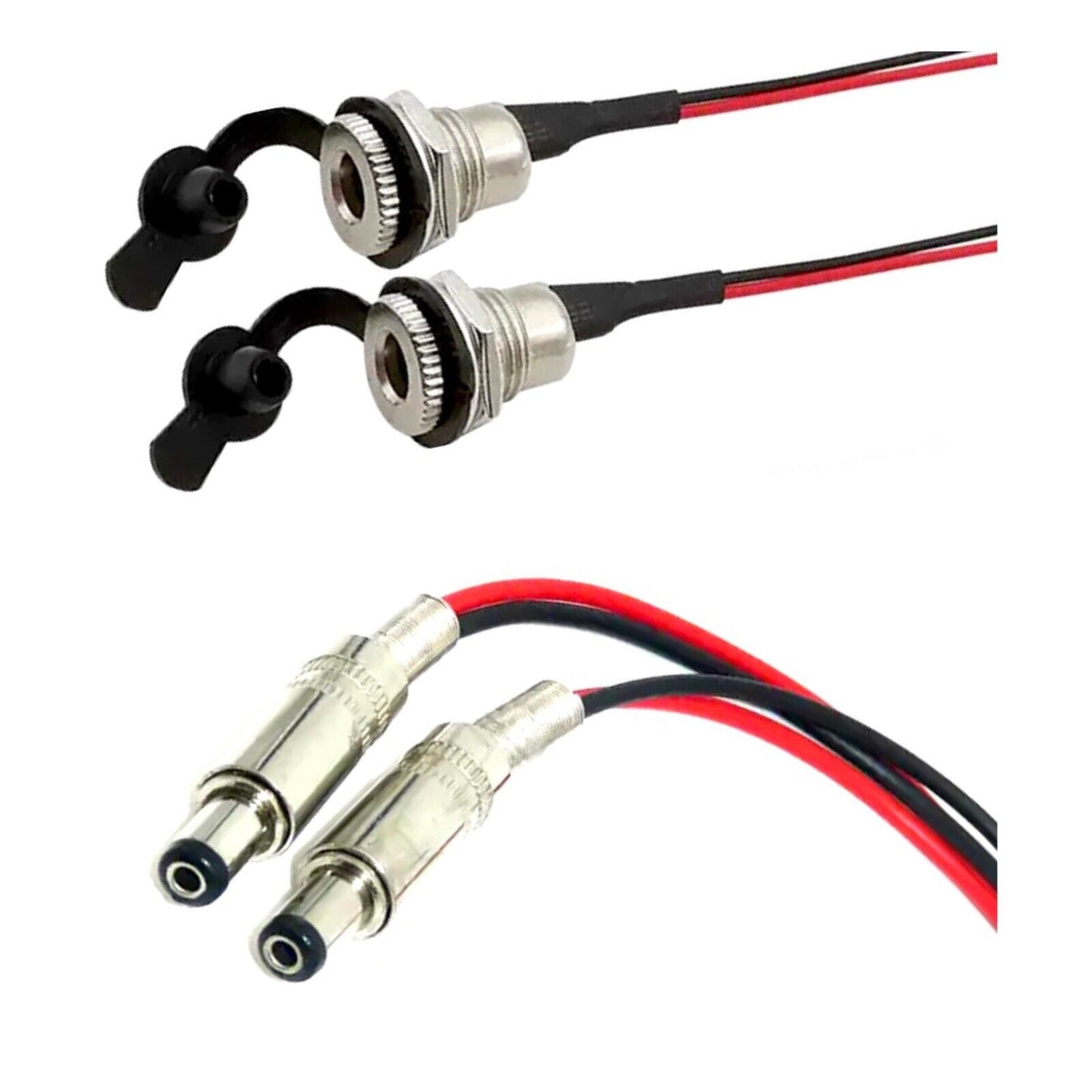 2 x Sets 5.5 X 2.1mm Quality DC Power Supply Jack Connectors 18AWG 10A 20cm WP