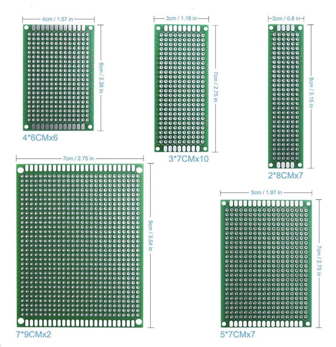 34PCS FR-4 PCB Prototype 5 Sizes Universal Board Breadboard Electronics Arduino