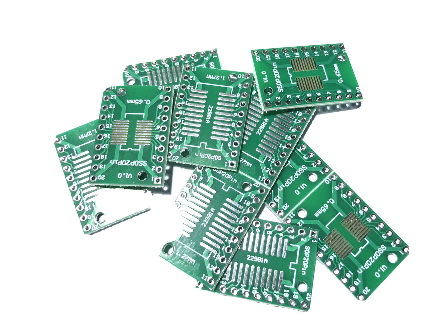 10PCS SOP20 1.27 & 0.65mm Adapter Board SSOP20-SOP20 to DIP20 Transfer Board DIP