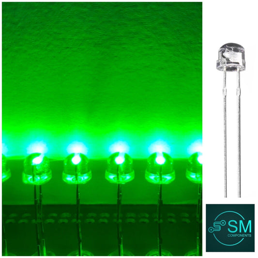 5mm Green Led Light Emitting Diode Straw Hat 100pcs Round Head LED Clear Top