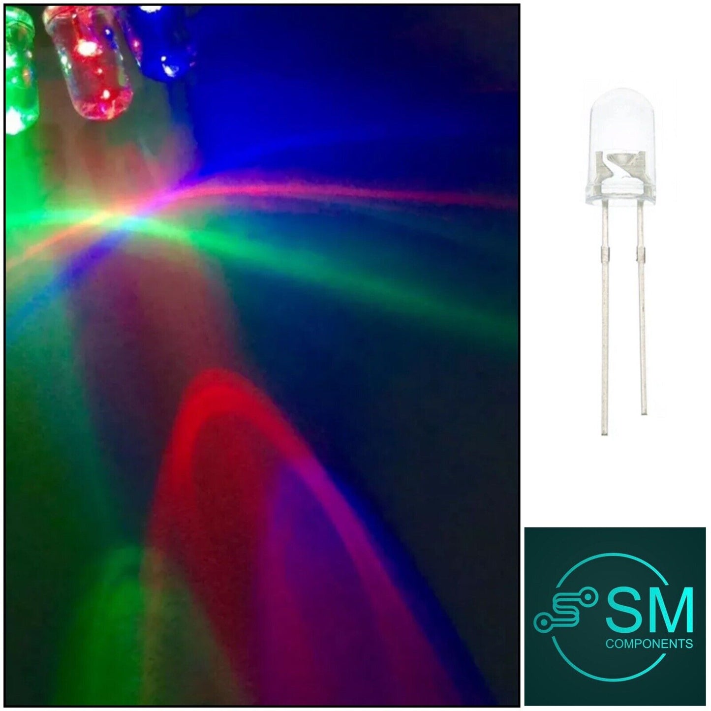 5mm LED Light Emitting Diode RGB SLOW flash 100pcs Clear Round Top 7 Colour