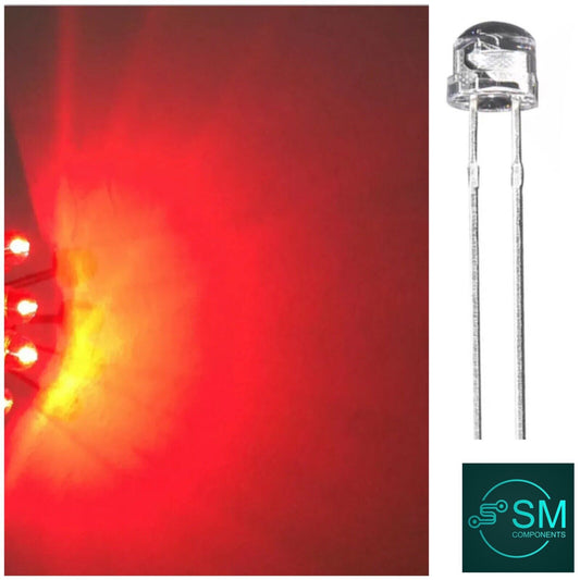 5mm Red Straw Hat Large Chip Led Diode 100pcs Round Head LED Clear Top 620-630nm