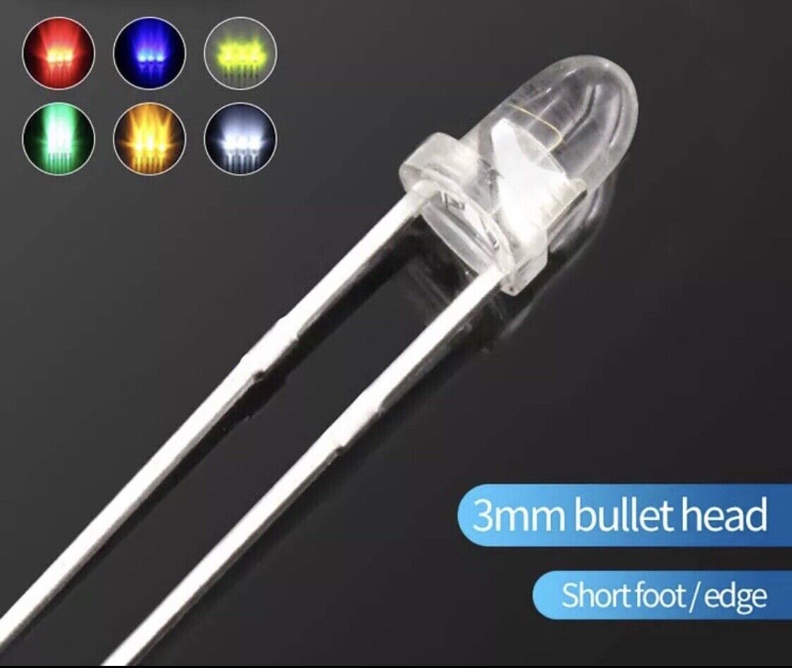 3mm BLUE BULLET HEAD CLEAR LED 100pcs Light Emitting Led Diode 465nm SUPERLUX