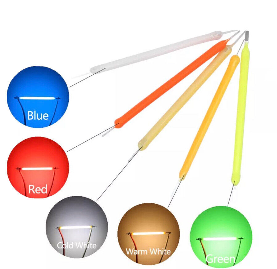 10Pcs DC 3V LED 40mm COOL WHITE Silicone Filament Led Light Emitting Diodes