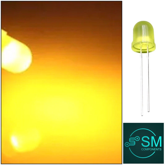 50pcs 8mm F8 YELLOW Diffused LED Light Emitting Diode Super Bright LED 590nm