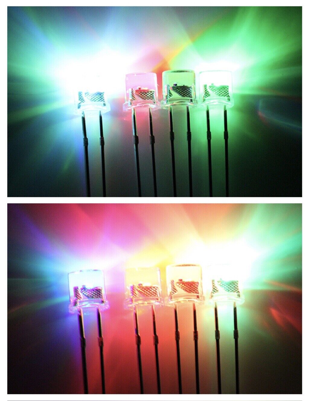 5mm LED Light Emitting Diode 7 COLOUR RGB FAST flash 100pcs Clear FLAT TOP