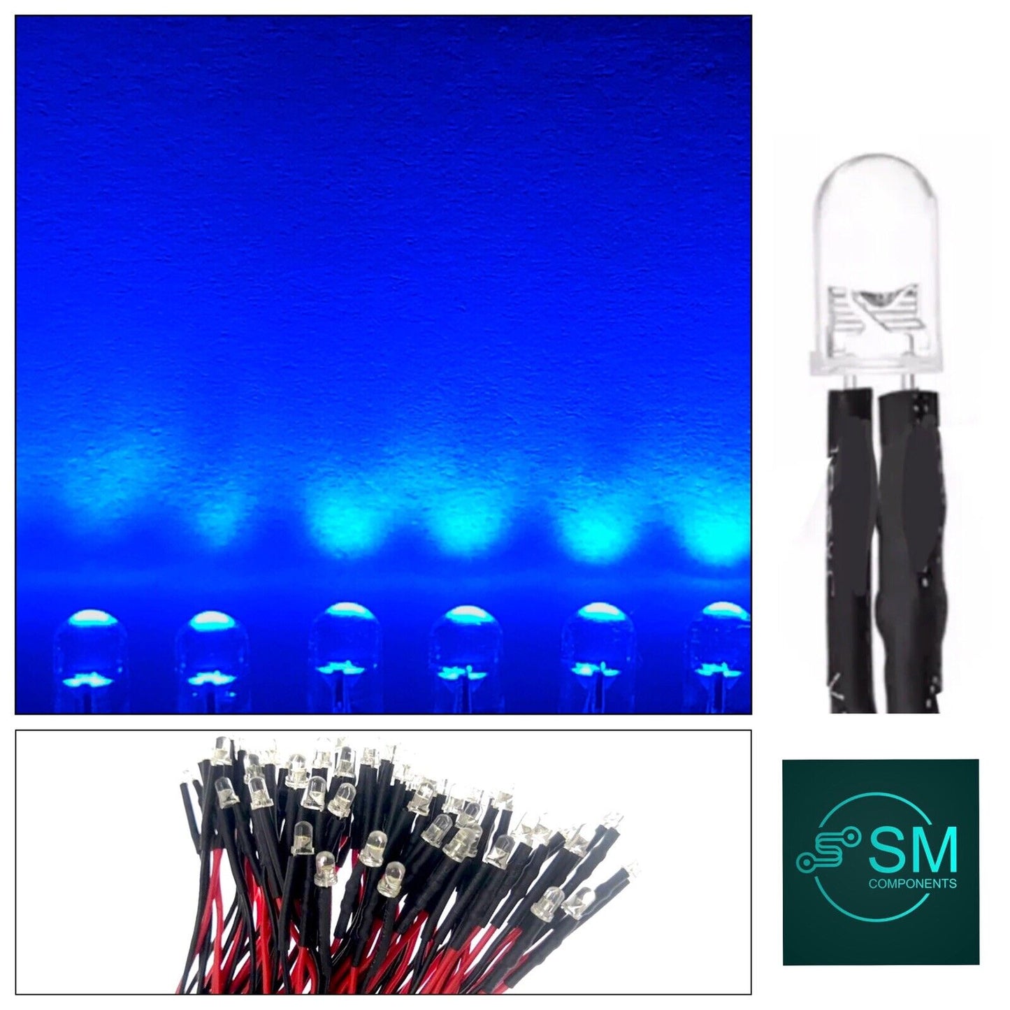 20pcs Prewired 5mm BLUE LED DC 12V 20mA 5mm Clear Round Light Emitting Diode