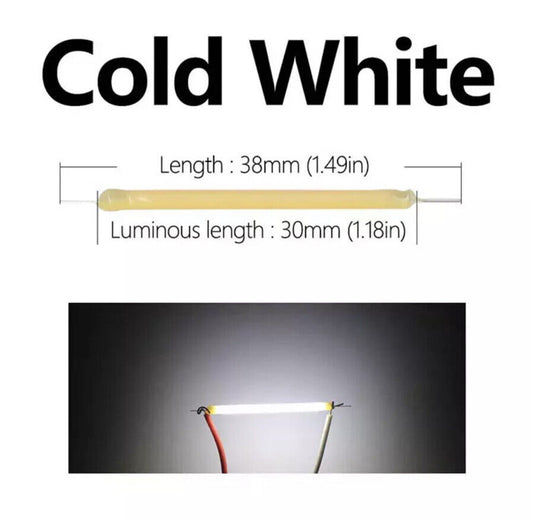 10Pcs DC 3V LED 40mm COOL WHITE Silicone Filament Led Light Emitting Diodes