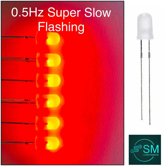 100pcs 5mm 0.5Hz Flashing LED Blinking RED Diffused Light Emitting Diode Round