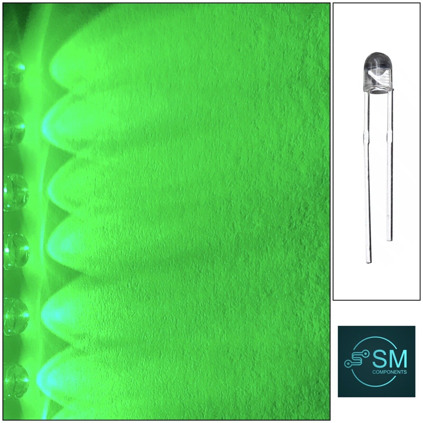 3mm x 4.1mm shorty GREEN Led Light Emitting Diode Round Top Edgeless 100pcs